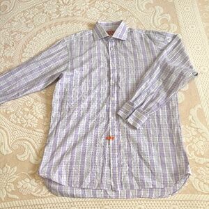 SOLD Thomas Pink Mens Dress Shirt French Cuff Multicolor Check Size 15.5 / 34